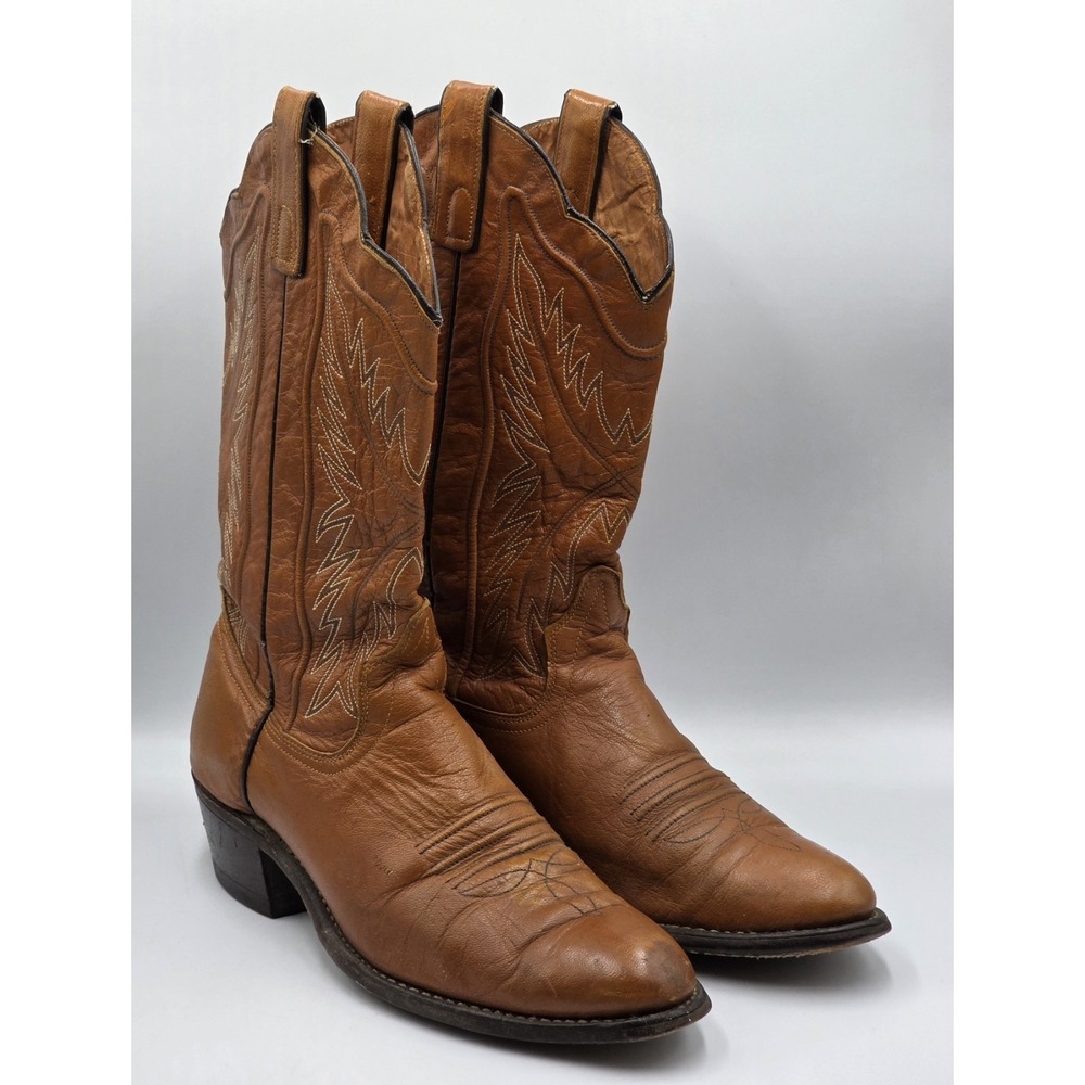 Texas Brand Cowboy Boots Mens 9D 7974 All American Made Leather Western Vintage